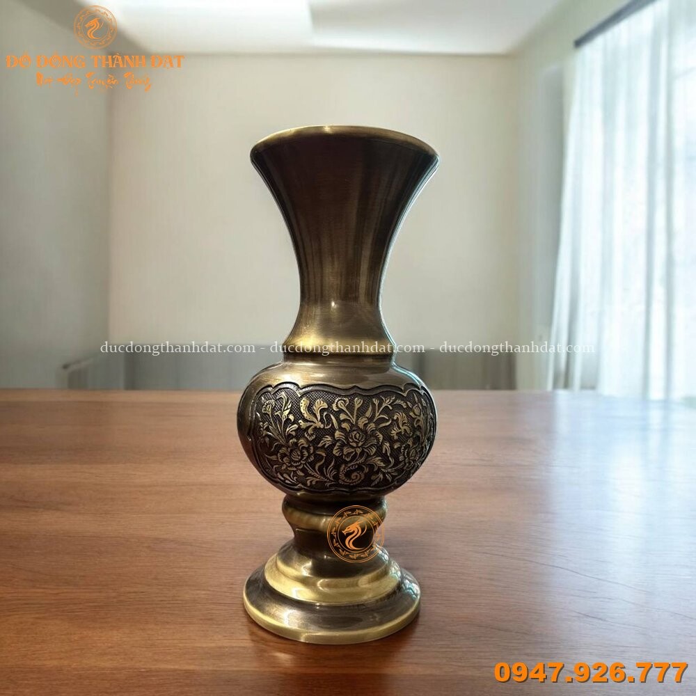 Lọ Hoa Đồng Vàng Giả Cổ Bông Cúc