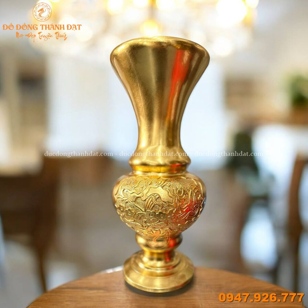 Lọ Hoa Dát Vàng 9999 Sen Nổi 40cm