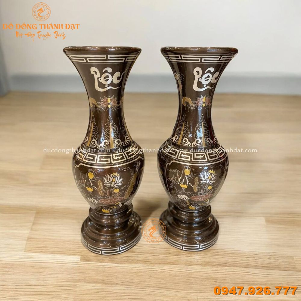 Lọ hoa khảm ngũ sắc hoa sen 38cm (1)
