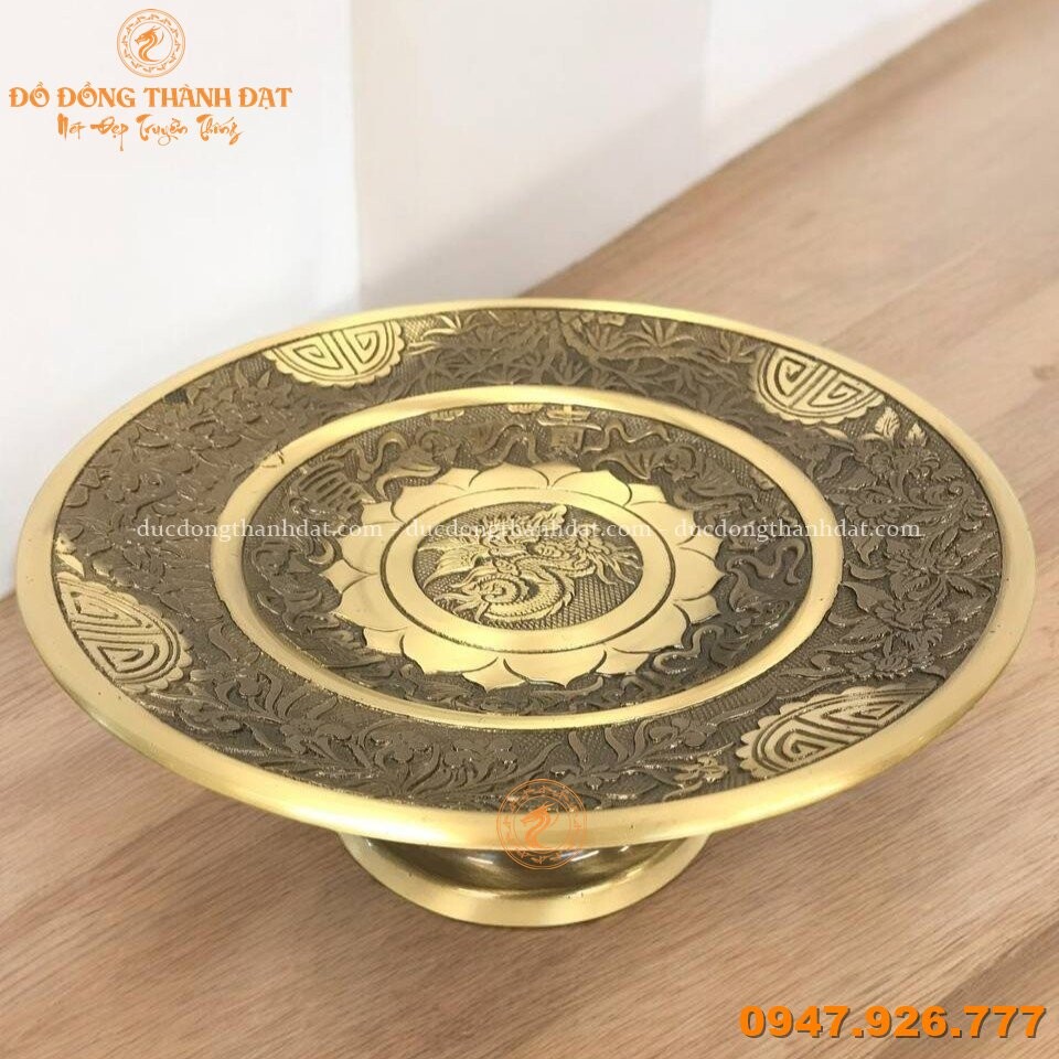 Mâm Bồng Đồng Vàng Giả Cổ