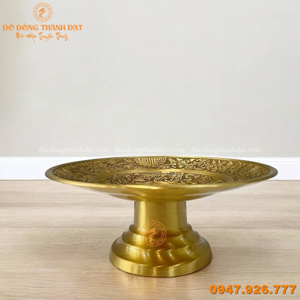 Mâm Bồng Đồng Vàng Mộc