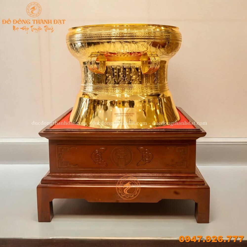 Quả trống đồng mạ vàng 24k đường kính 50cm