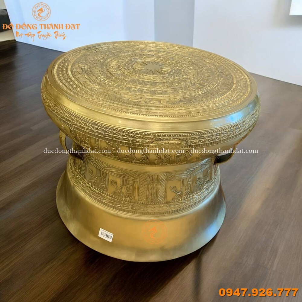 Quả trống đồng vàng mộc đường kính 50cm