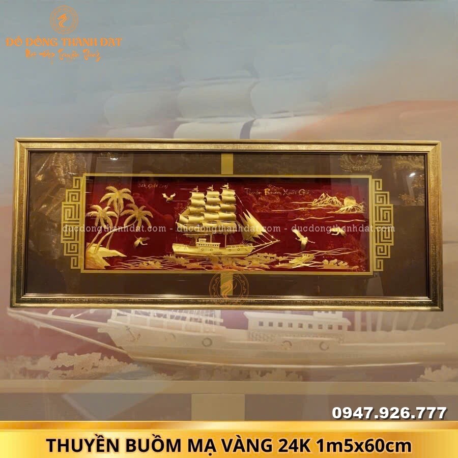 Tranh Thuận Buồm Xuôi Gió Mạ Vàng 24k KT:1m5x60