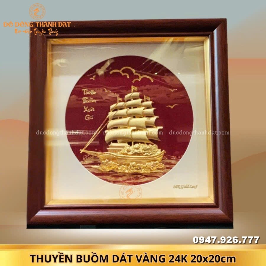 Tranh Thuận Buồm Xuôi Gió Mạ Vàng 24K KT:20x20cm