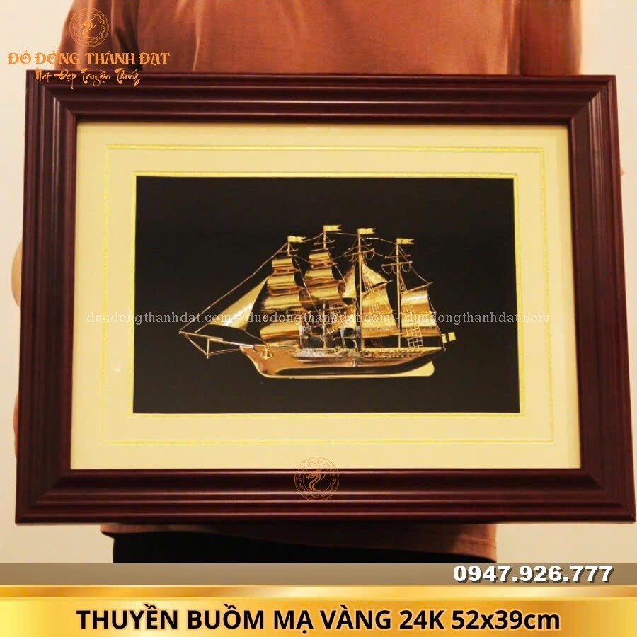 Tranh thuyền mạ vàng Kt:52x39cm