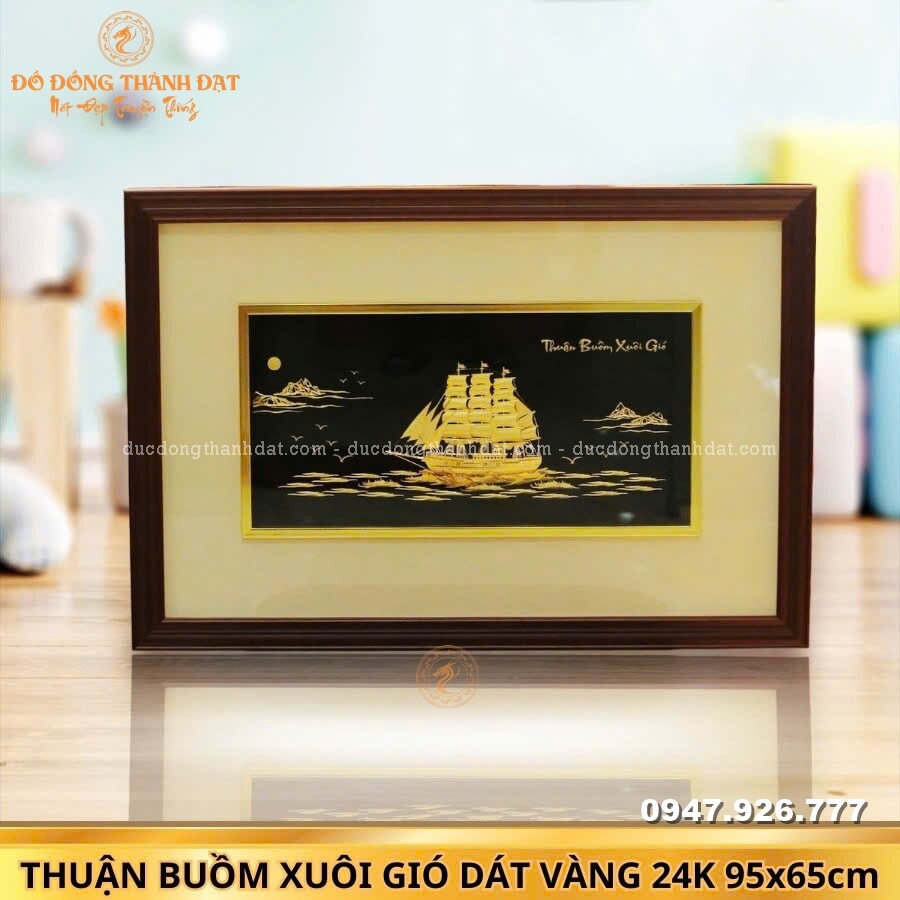 Tranh thuyền mạ vàng 24k Kt:95x65cm