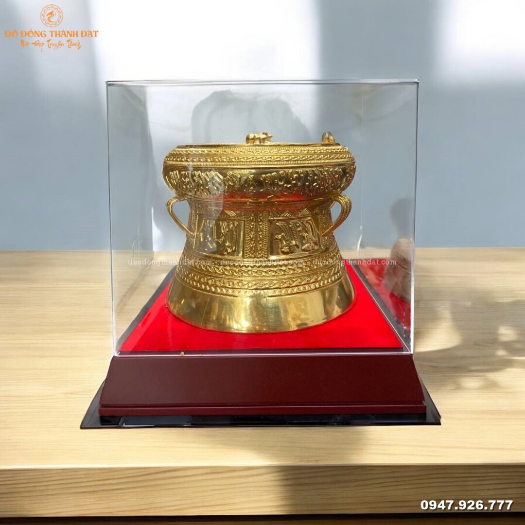 Trống Đồng Dát Vàng 9999 Đường Kính 20cm