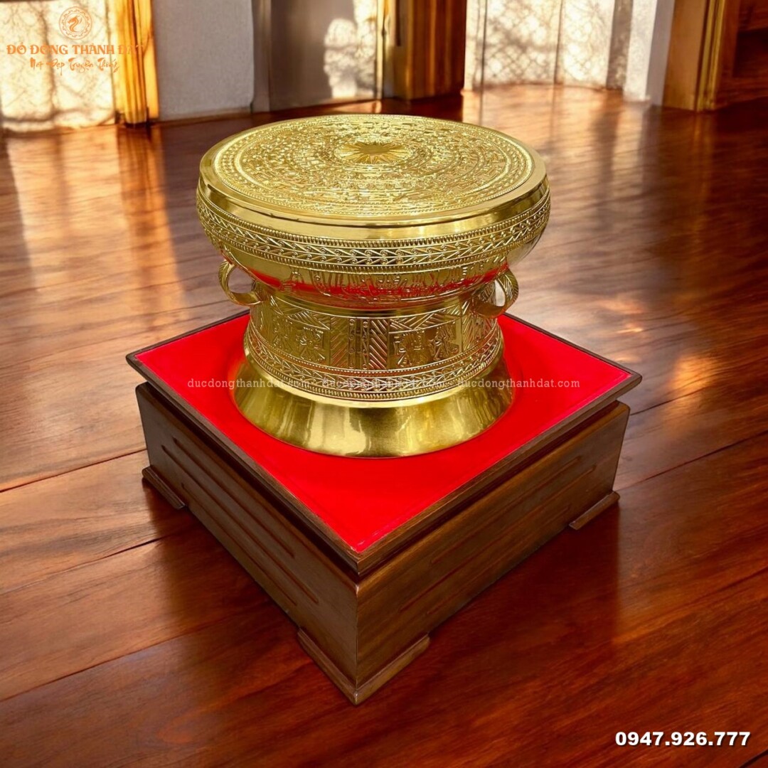 Trống đồng dát vàng 9999 đường kính 40cm