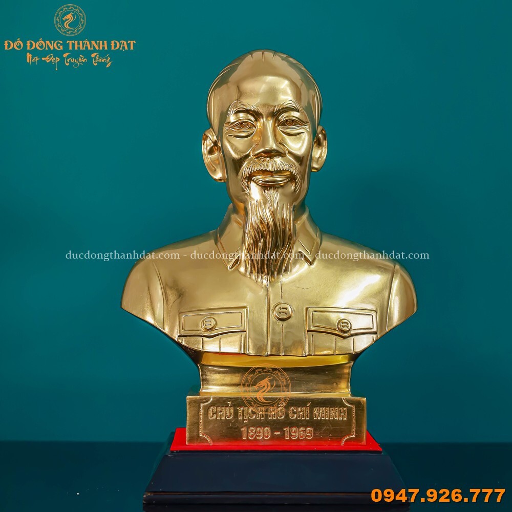 Tượng Bác Hồ bán thân 35cm dát vàng 9999