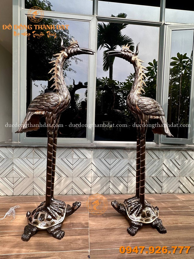 Cách Bày Trí Hạc Thờ Bằng Đồng Cỡ Lớn Chuẩn Phong Thủy Gia Tộc 4 Hac Tho Bang Dong Do Cao 1m76 (8)