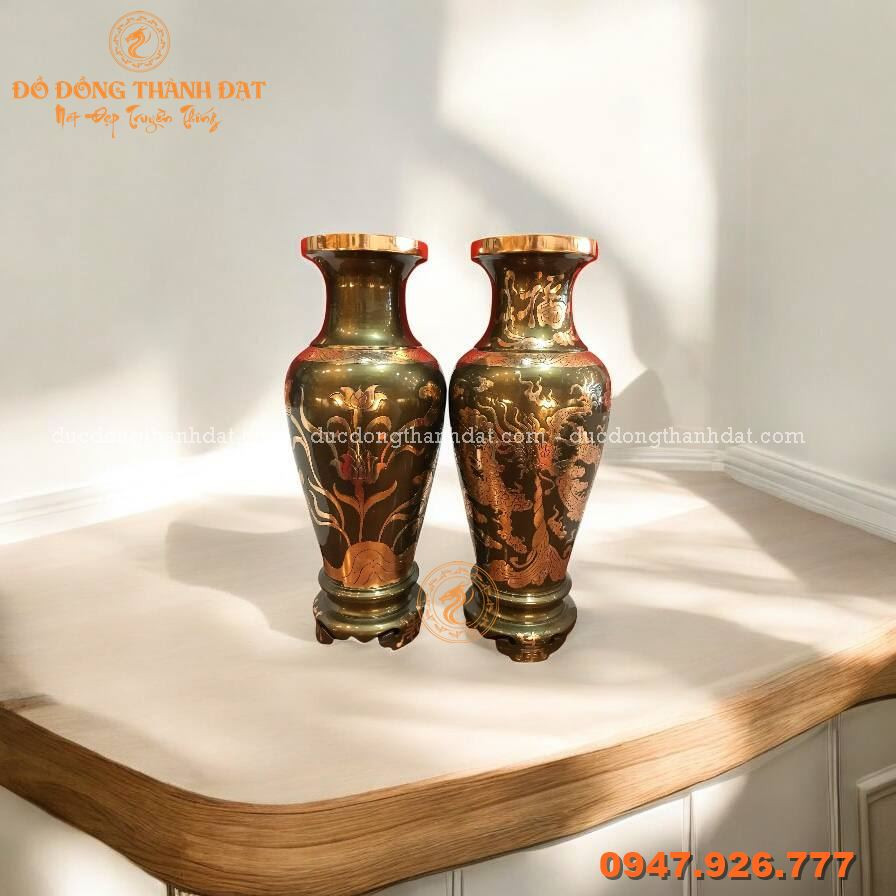Lọ Hoa Đồng Đỏ Phớt Cao 36cm