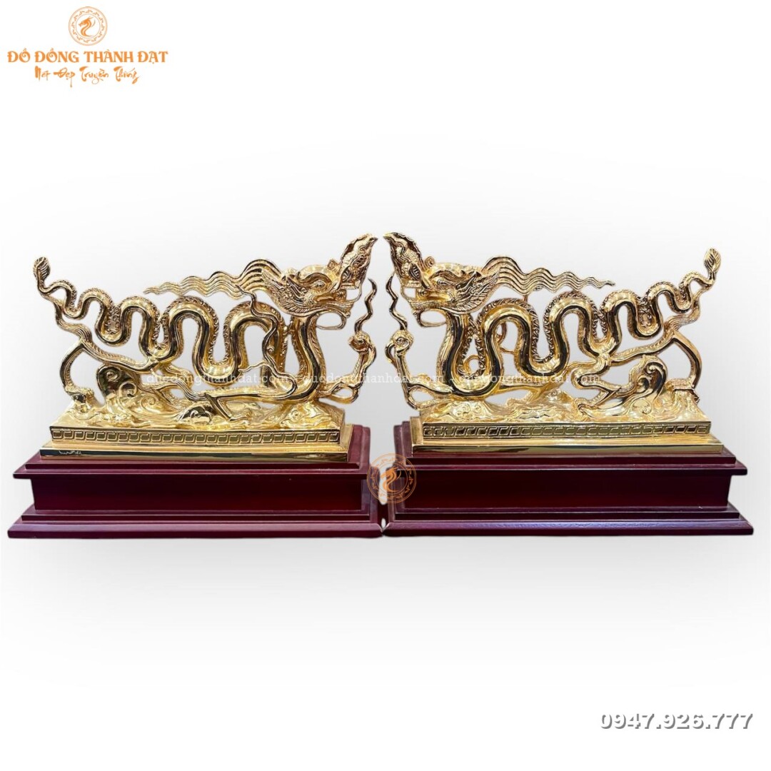 Rồng nhà lý mạ vàng 24k Kt:15x22cm