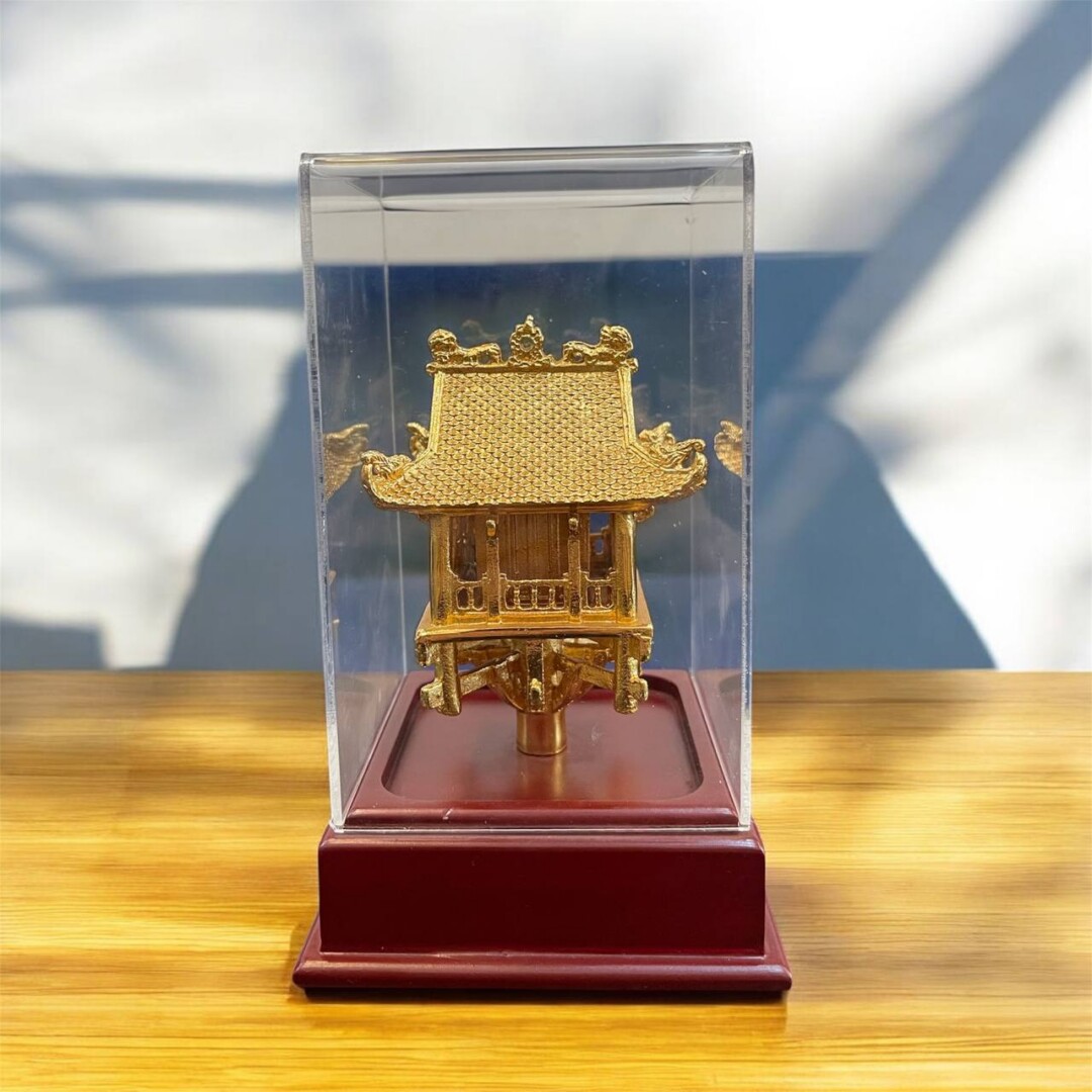 Chùa một cột mạ vàng 24k cao 13cm