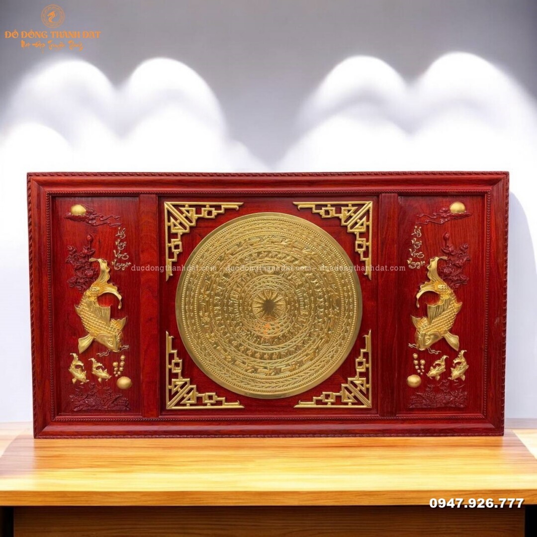 Mặt trống cá chép dát vàng 9999 Kt:70x125cm