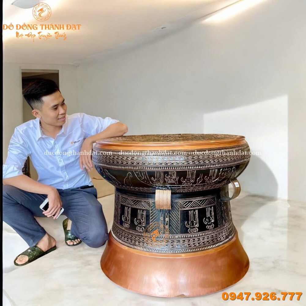 Quả trống đồng đỏ đường kính 80cm cỡ lớn