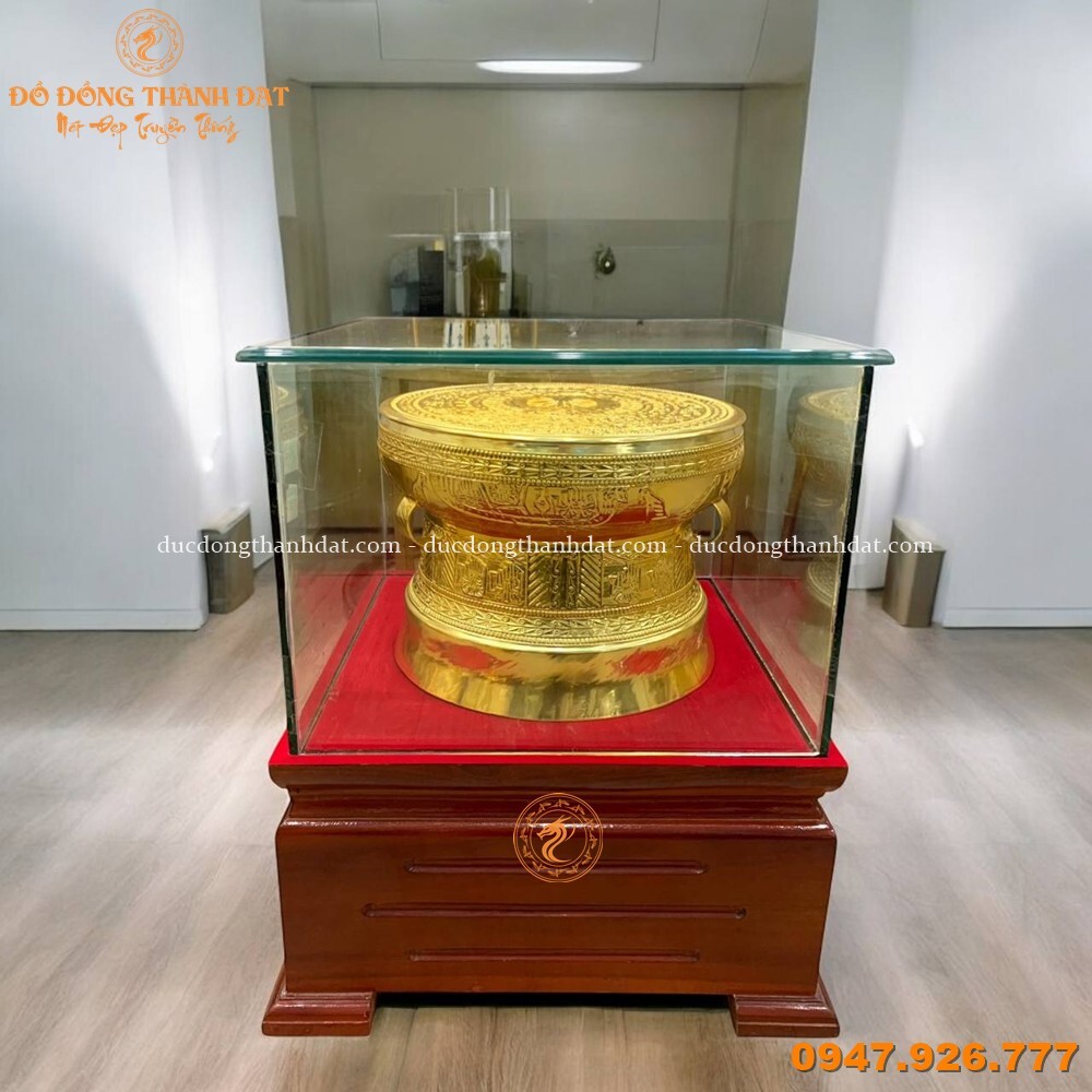 Quả trống đồng mạ vàng đường kính 30cm