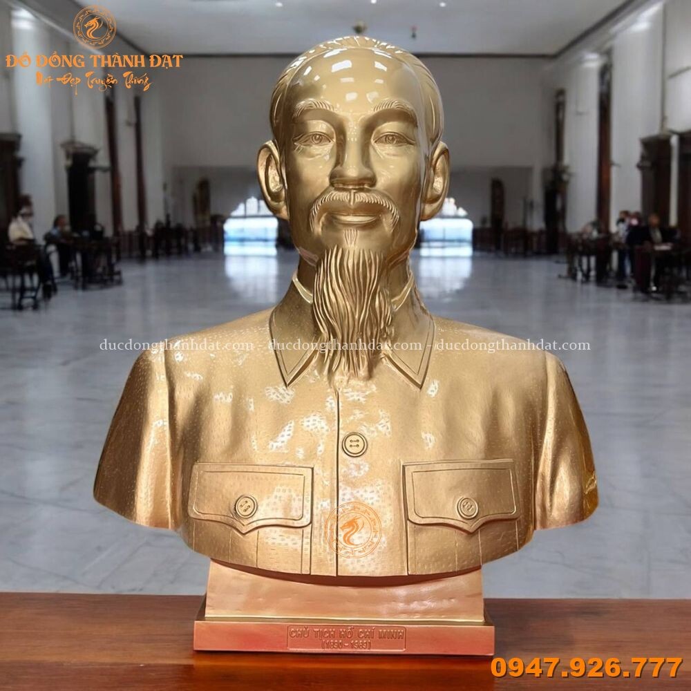 Tượng Bác Hồ Bằng Đồng Đỏ Bán Thân Cao 80cm