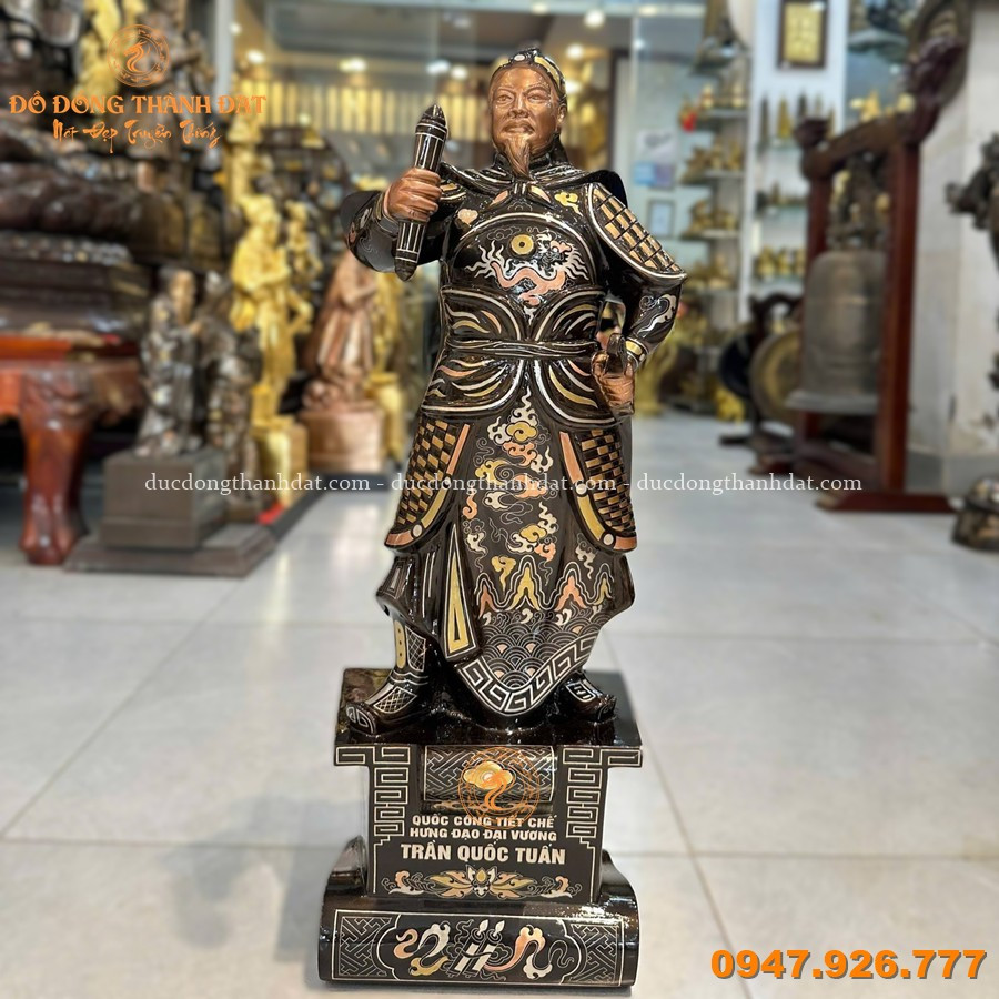 Tượng Trần Hưng Đạo khảm tam khí kỹ 70cm mẫu áo giáp 1 Tuong Tran Hung Dao Kham Tam Khi Ao Giap (5)
