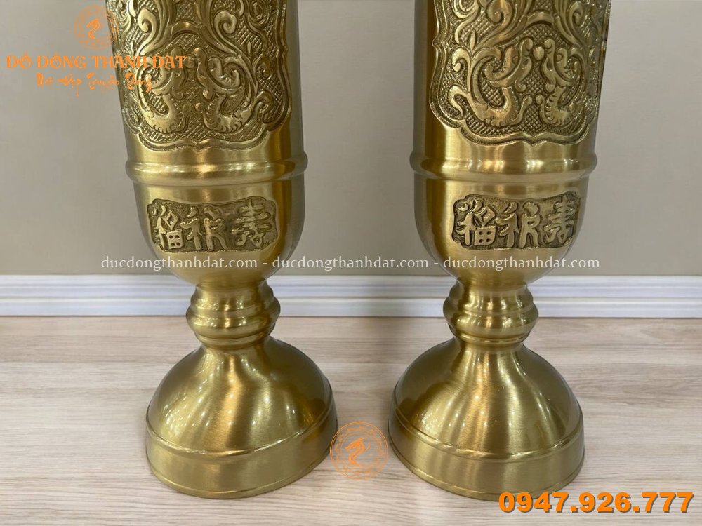 Ống cắm hương đồng vàng 30cm (2)