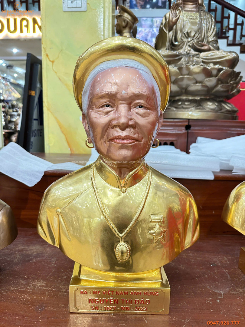 Tượng Truyền Thần Đúc Đồng Đỏ Cao 48cm Dát Vàng 9999