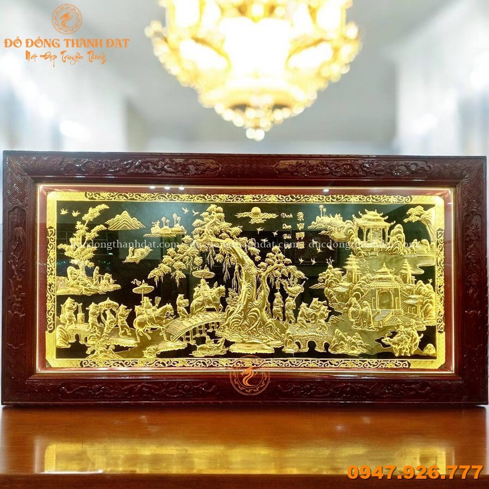 Tranh Vinh Quy Bái Tổ Dát Vàng 24k 2m3x1m2