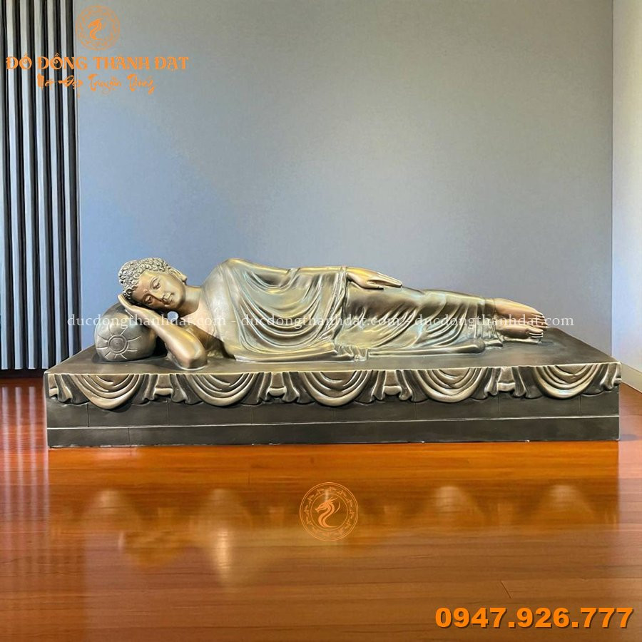 Tượng Phật Thích Ca nằm – Phật nhập niết bàn 70cm đồng hun