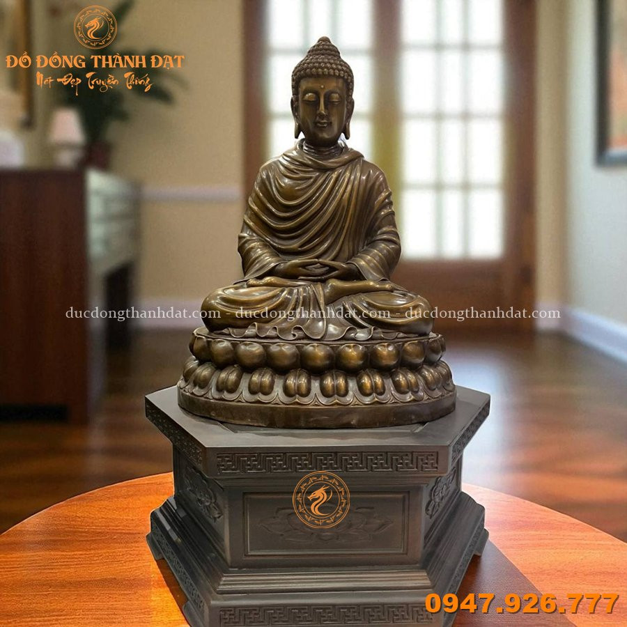 Tượng Phật Thích Ca Ngồi cao 40cm đồng hun