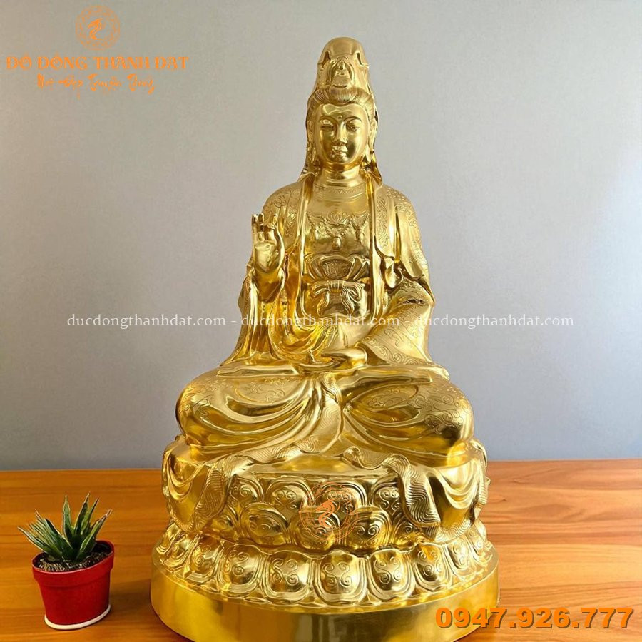Tượng Quan Âm Bồ Tát dát vàng 9999 cao 80cm