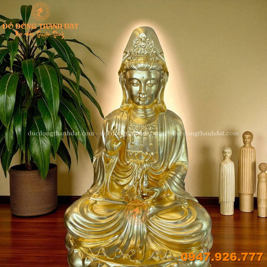 Tượng Quan Âm Bồ Tát dát vàng 9999 cao 70cm
