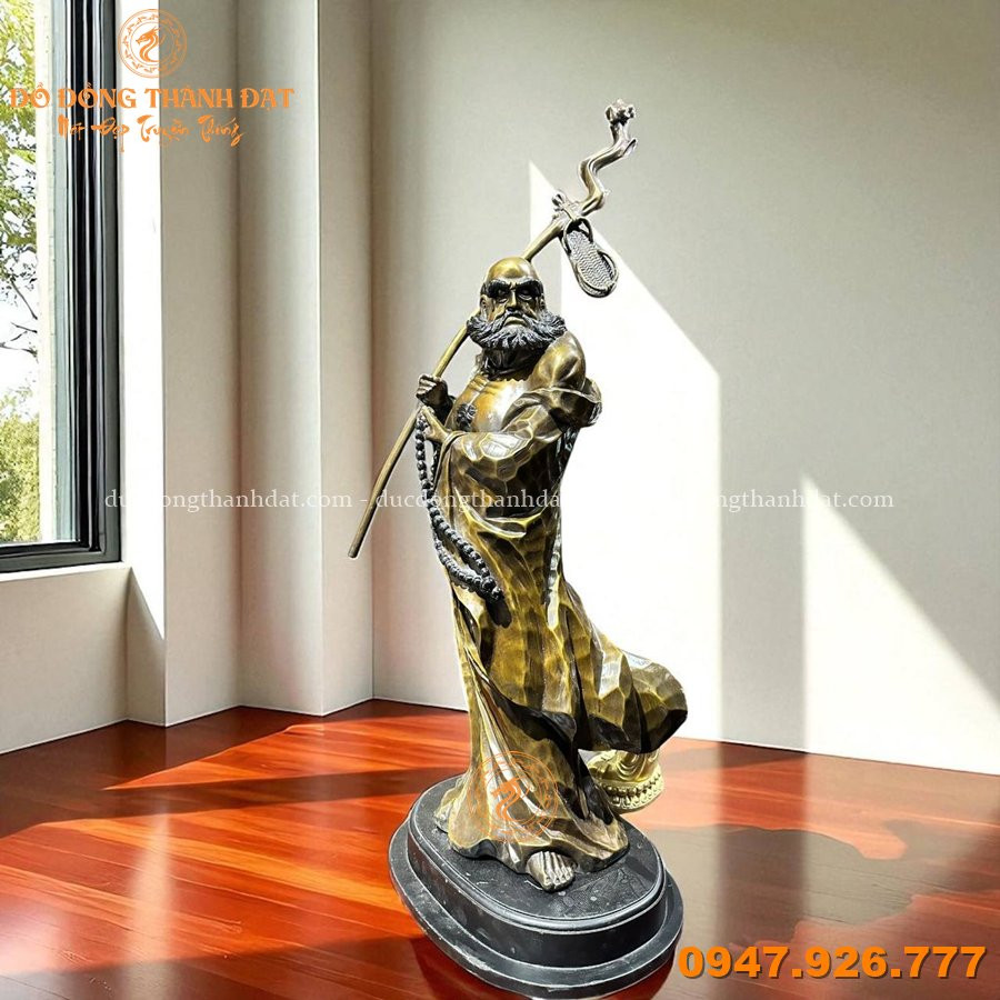 Tượng Sư Tổ Đạt Ma đồng hun cao 80cm