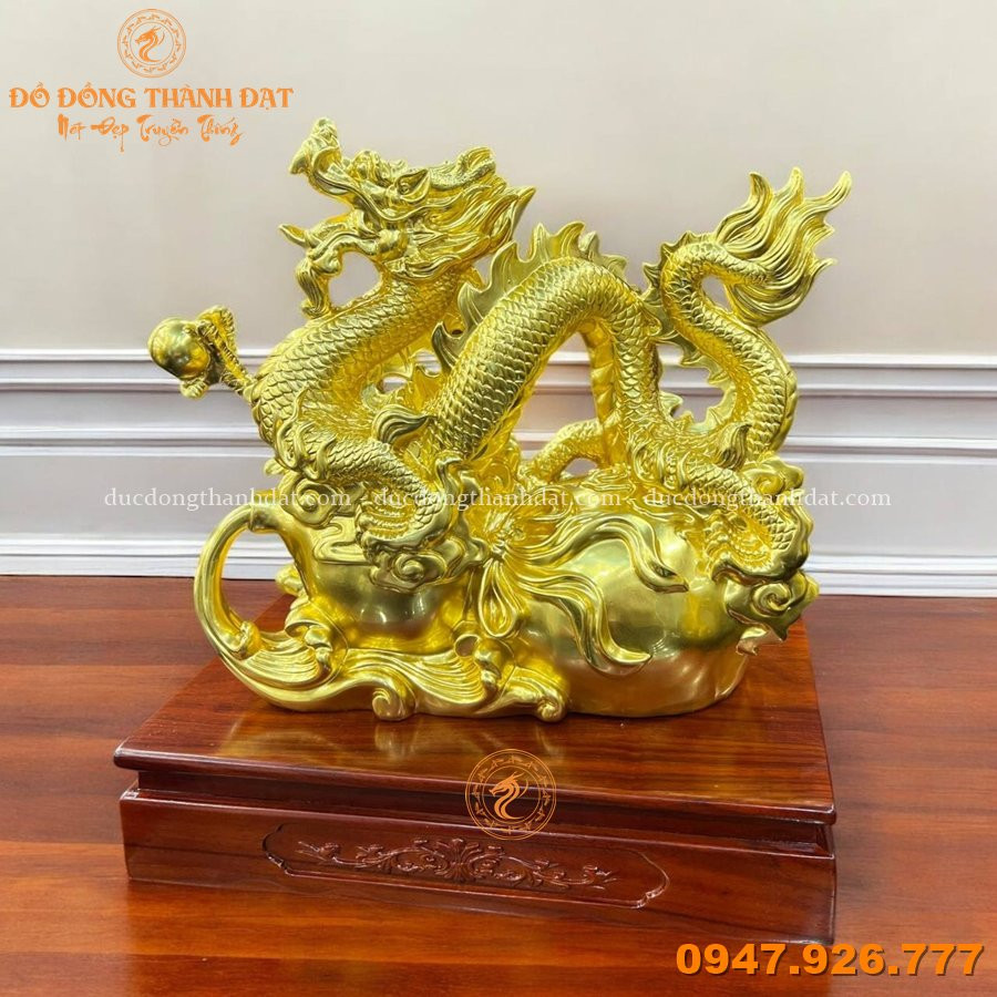 Tượng rồng bằng đồng dát vàng 9999 cưỡi hồ lô 1 Tuong Rong Ho Lo Dat Vang 9999 (3)