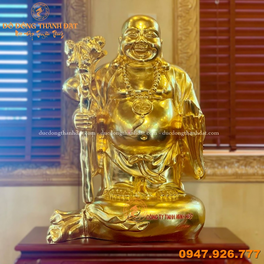 CÁCH PHÂN BIỆT DÁT VÀNG 9999, DÁT VÀNG ĐÀI LOAN, MẠ VÀNG 24K VÀ MẠ VÀNG NANO 4 Tuong Di Lac Dat Vang Cao 1m (5)