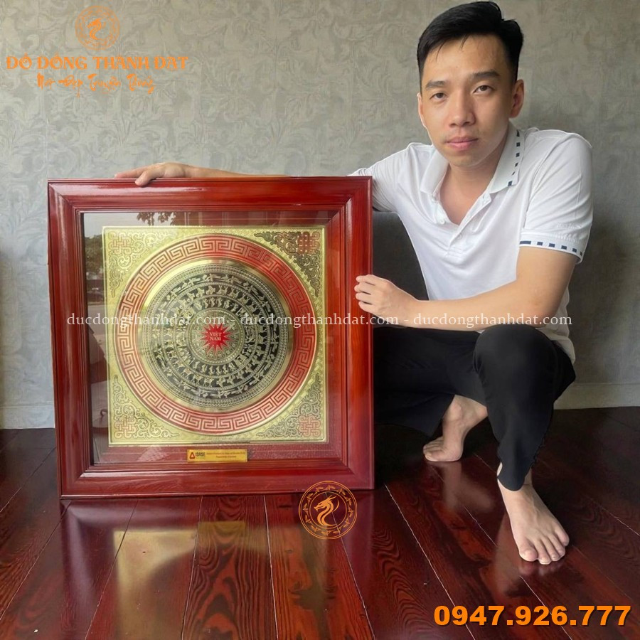 Tranh Trống Đồng CNC Mặt 30cm Khung Gỗ 60cm 1 Tranh Mat Trong Dong 30cm Khung 60 (1)