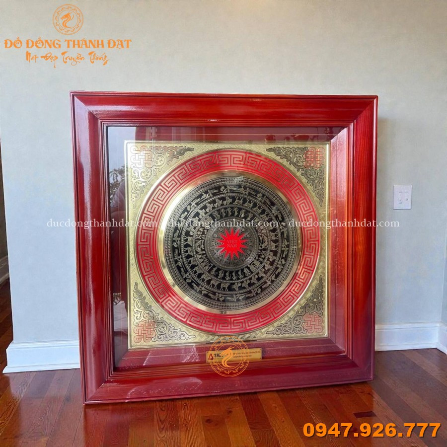 Tranh Trống Đồng CNC Mặt 30cm Khung Gỗ 60cm 3 Tranh Mat Trong Dong 30cm Khung 60 (4)