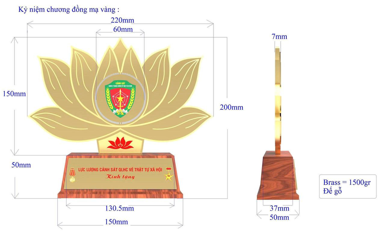 Nhận đặt quà tặng bằng đồng theo yêu cầu: Biểu trưng quốc huy, bảng vinh danh, kỷ niệm chương, quà tặng mạ vàng 24k 12 Kỉ niệm chương cục C06