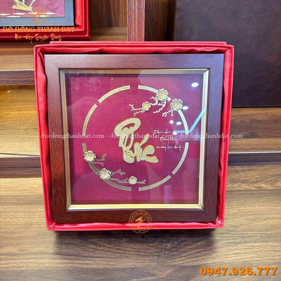 Chữ Phúc Mạ Vàng 23x23cm 2 Tranh Chu Phuc Ma Vang 23cm (2)