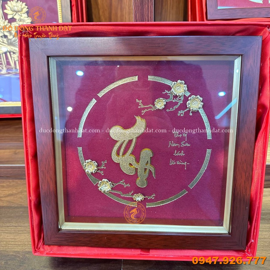 Tranh chữ thọ mạ vàng 23cm x 23mc