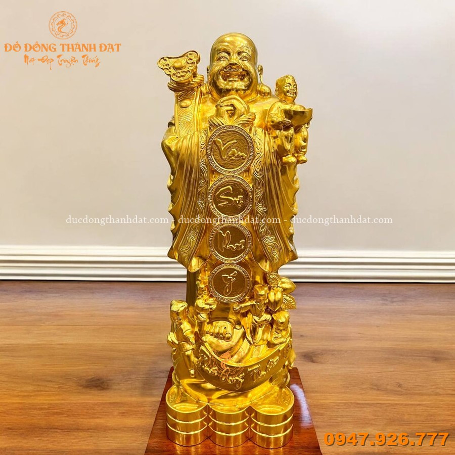 Tượng Phật Di Lặc Chúc Phúc Dát Vàng 9999 Cao 81cm 1 Tuong Di Lac Chuc Phuc Dat Van 81cm (1)