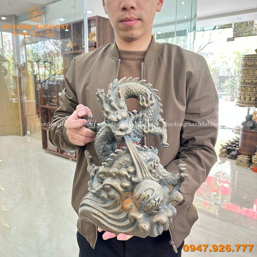 Tượng Rồng Chữ Phúc Đồng Hun Cao 30cm 3 Tuong Rong Dong Hun 30cm (3)