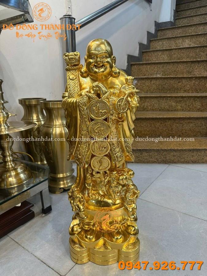 Dát Vàng 9999 Tượng Gỗ Di Lặc - Khổng Minh 3 Dát Vàng Tượng Gỗ Khổng Minh (2)