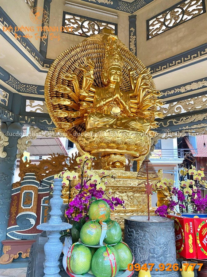 Dát Vàng 24K Theo Yêu Cầu – Nâng Tầm Giá Trị Tượng Phong Thủy, Tượng Phật 14 Dat Vang 9999 Tuong Phat Thien Thu Thien Nhat Cao 3m Tai Ha Noi3