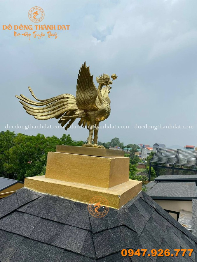 Đúc Chim Phượng Hoàng Bằng Đồng Vàng Dài 94cm 3 Duc Chim Phuong Hoang Bang Dong Vang 2m (2)