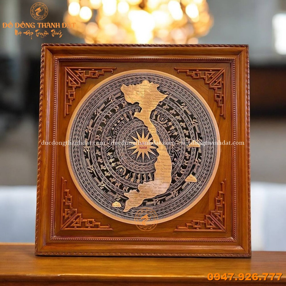 Ý nghĩa tranh trống đồng treo phòng khách trong phong thủy 15 Tong Hop Cac Mau Mat Trong Tranh Trong Dong (19)