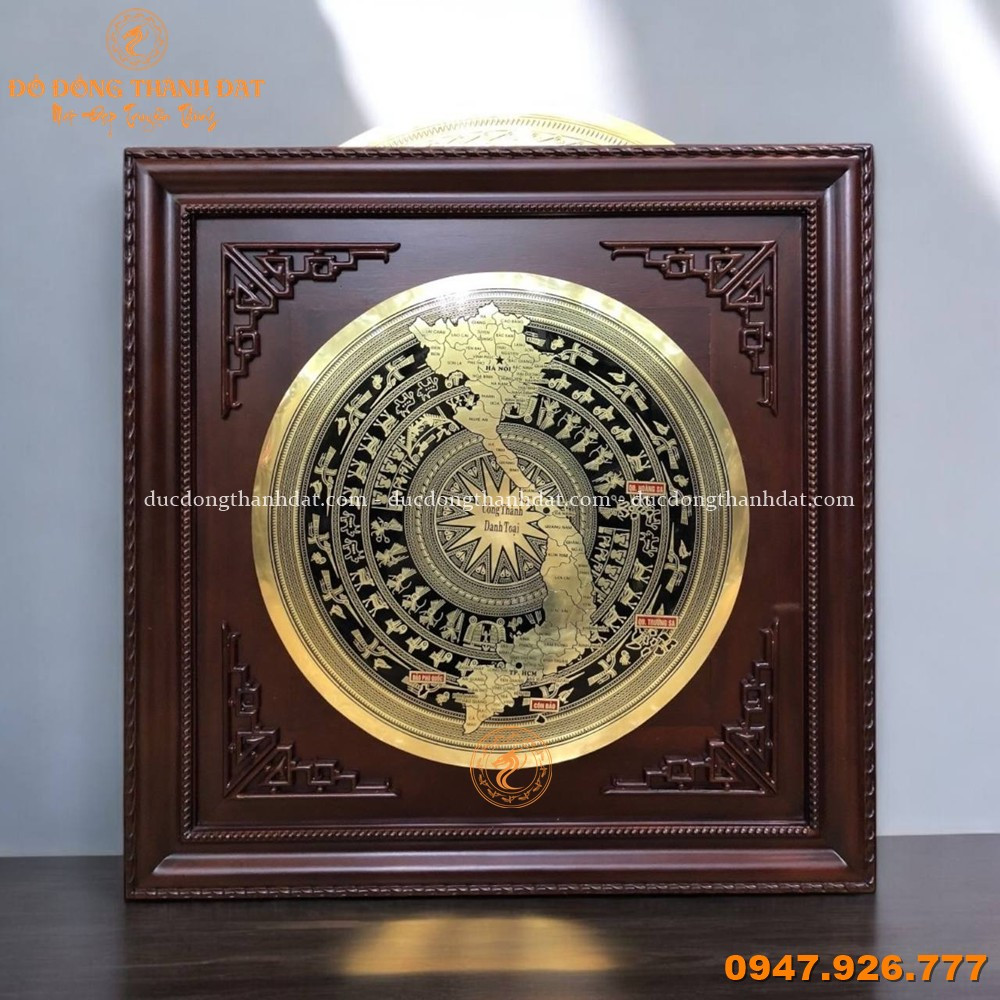 Ý nghĩa tranh trống đồng treo phòng khách trong phong thủy 17 Tong Hop Cac Mau Mat Trong Tranh Trong Dong (2)