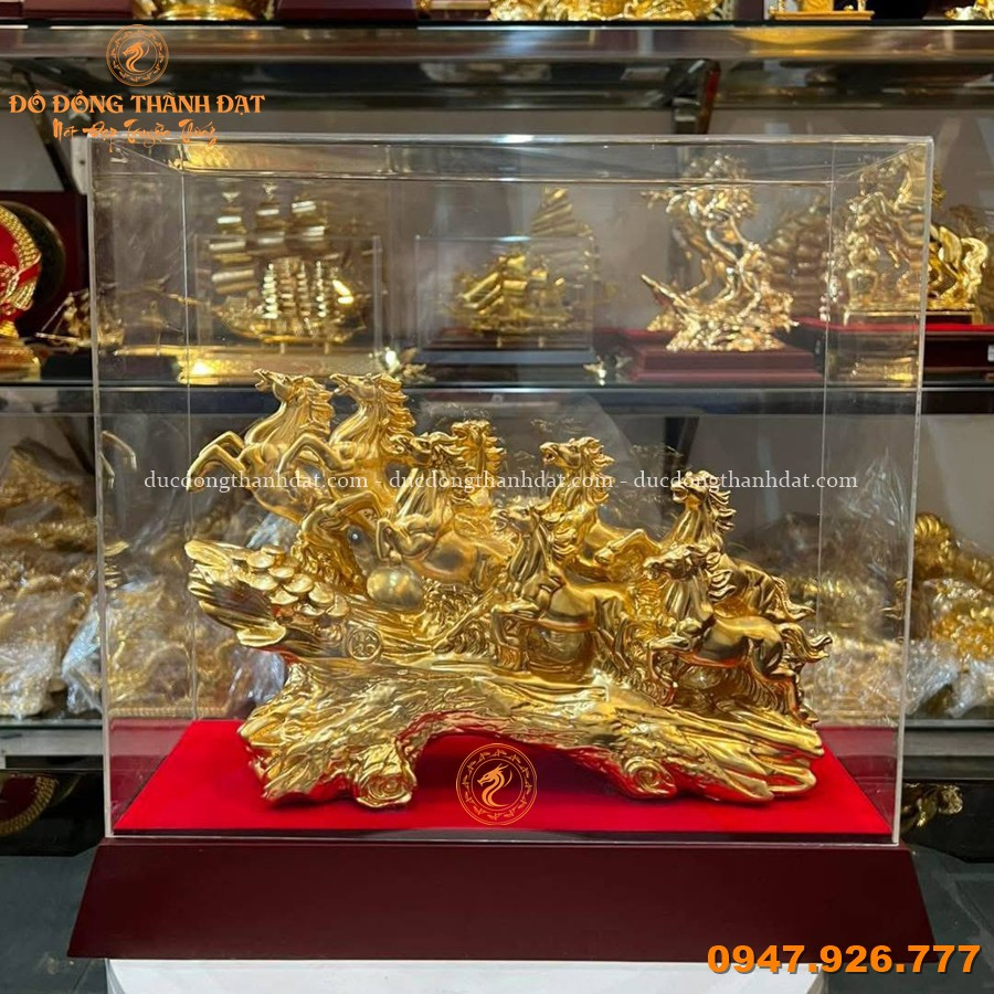 Tượng Bát Mã Thành Công Dát Vàng 9999 KT: 50cm