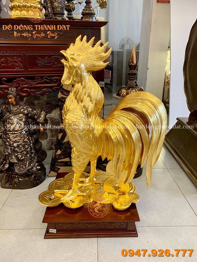 Tổng Hợp 12 Mẫu Tượng Linh Vật Mạ Vàng 24K - Nghệ Thuật Phong Thủy Và Đẳng Cấp 10 Tuong Ga Bang Dong Dat Vang 24k 89cm (3)