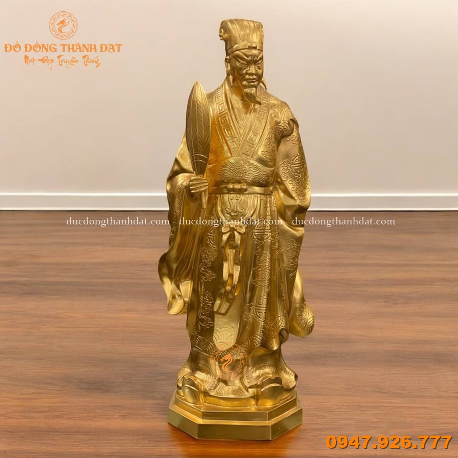 Tượng Khổng Minh Dát Vàng 24k Cao 70cm 2 Tuong Khong Minh Dat Vang 70cm (3)