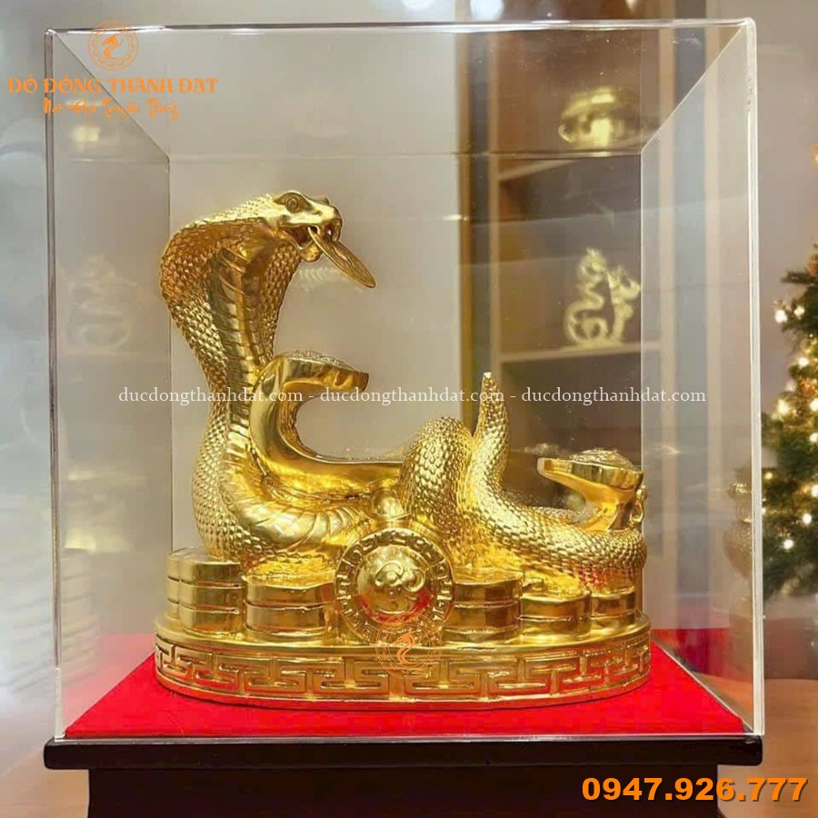 Tượng Rắn Bằng Đồng Dát Vàng 9999 Cao 23cm 2 Tuong Ran Dat Vang 9999 23cm (3)