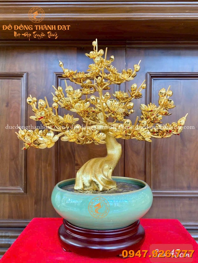 Tổng hợp các mẫu chậu mai mạ vàng 24K, dát vàng 9999 cao cấp đẹp nhất hiện nay 8 Cac Mau Chau Hoa Mai Ma Vang 24k (4)